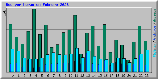 Uso por horas en Febrero 2026